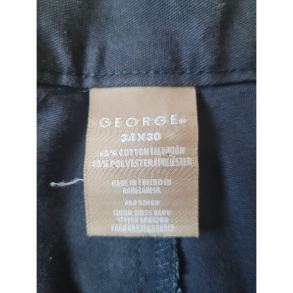George Mens Pants Dark Gray Size 34 x 30 Cotton Blend Flat Front Casual Career - Picture 7 of 7